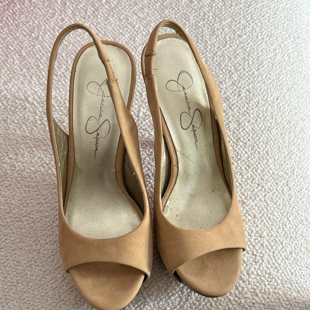 Jessica Simpson Tan Slingback Heels